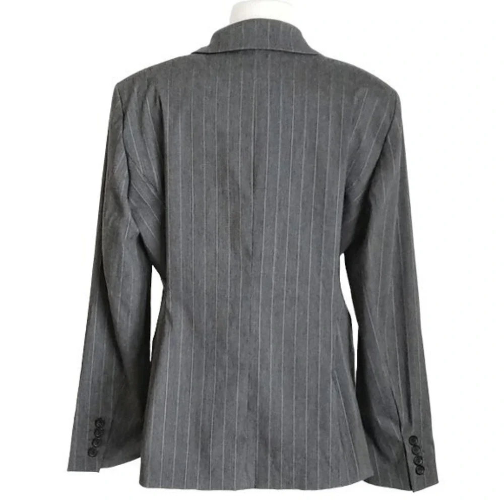 Michael Kors Heather Gray &‎ White Striped Blazer Suit Jacket- Size 14